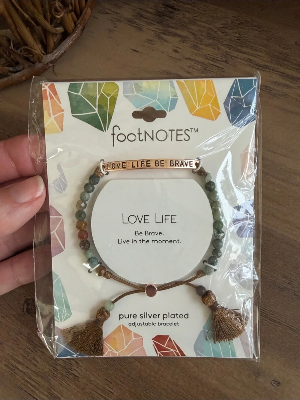 footNOTES Love Life Multicolor Beaded Bracelet with Gold Bar